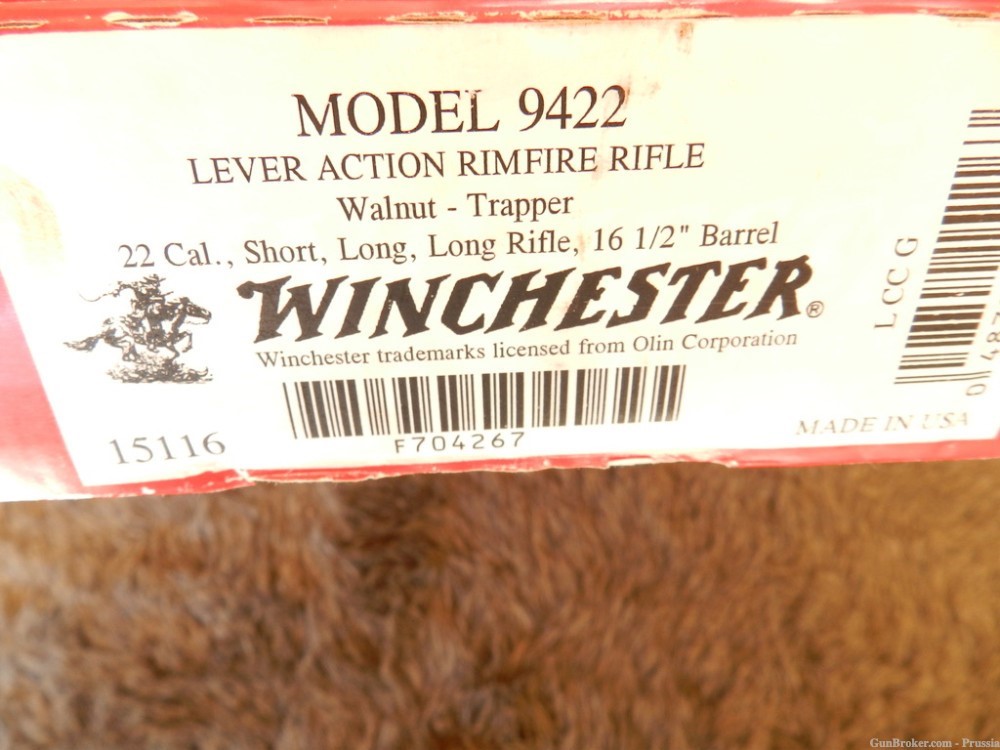Winchester Model 9422 Trapper 22 Caliber 16 1/2" Blue NIB-img-20
