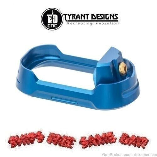 Tyrant Designs Gen 5 Glock 19/23 Magwell BLUE # TD-G19-G5-MW-BLUE-GLDSCREW-img-0