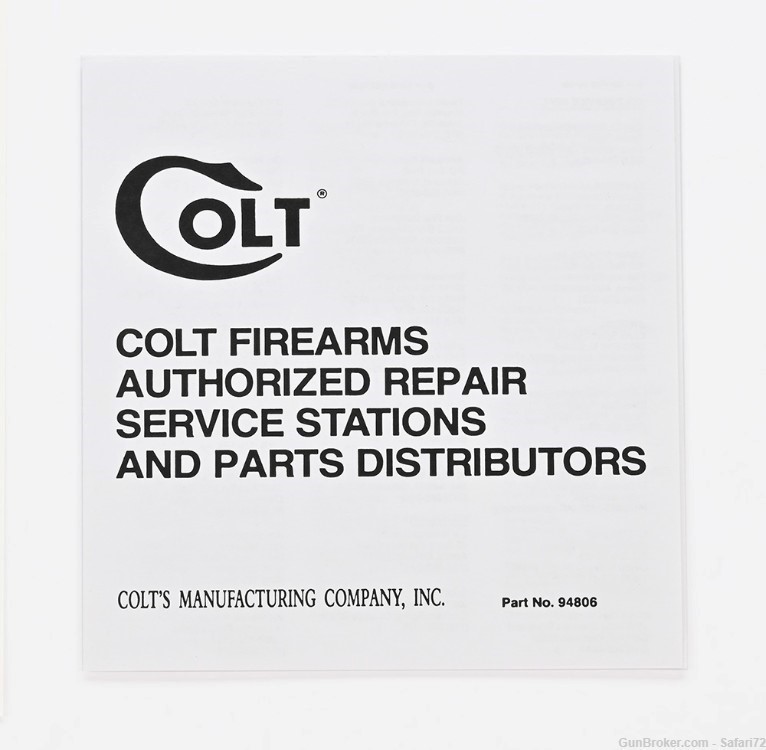 Colt Double Eagle 1989 Manual, Repair Stations List, Colt Letter, Etc.-img-3