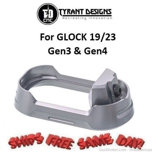 Tyrant Designs Glock 19/23 Magwell GREY, BLACK #TD-G19-G34-MW-GREY-BLKSCRW-img-0