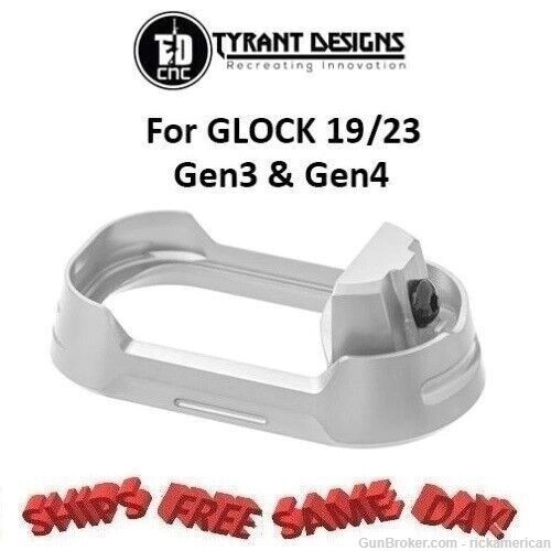 Tyrant Designs Glock 19/23 Magwell Aluminum TD-G19-G34-MW-ALU-BLKSCRW-img-0