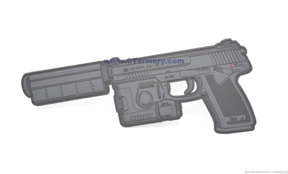 HECKLER & KOCH HK MARK 23 PROTOTYPE W/ LAM AND SUPPRESSOR GIANT LOGO PATCH-img-1