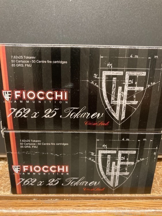 Fiocchi 7.62x25 Tokarev 85 grain FMJ 100 rounds-img-1