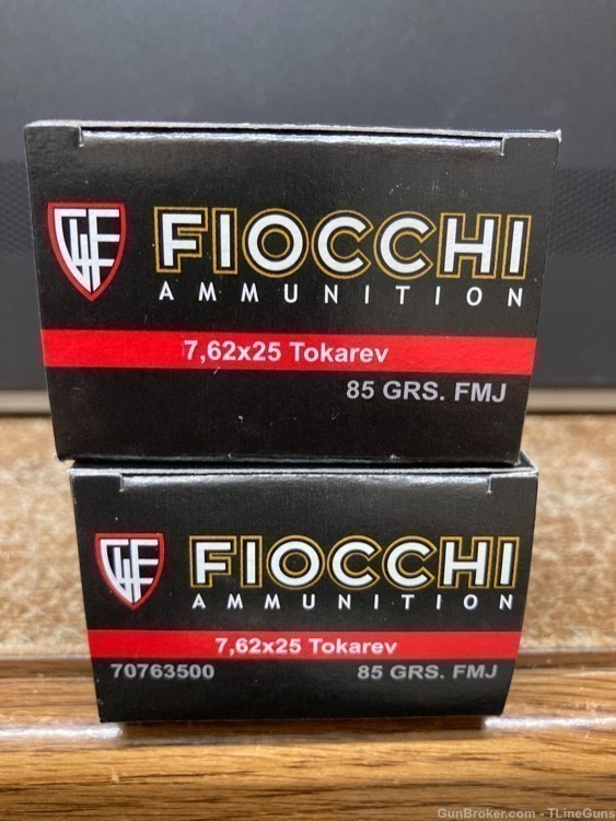 Fiocchi 7.62x25 Tokarev 85 grain FMJ 100 rounds-img-0