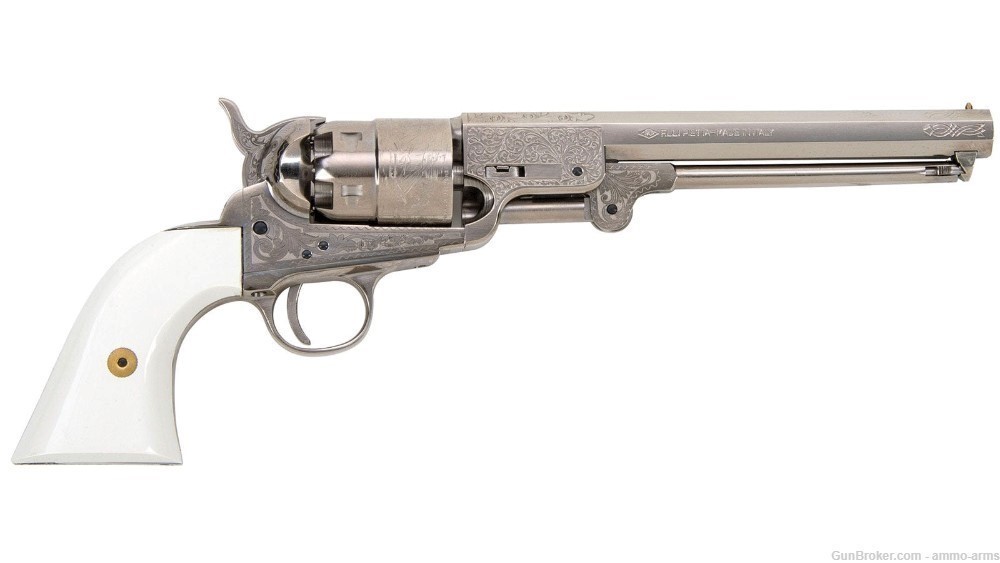 Traditions Firearms 1851 Navy Nickel Engraved .44 Cal 7.38" FR185117-img-1