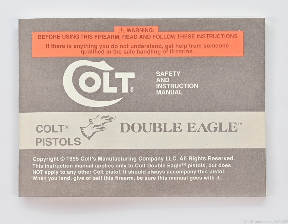 Colt Double Eagle 1995 Manual, Repair Stations List, Colt Letter, Etc.-img-1