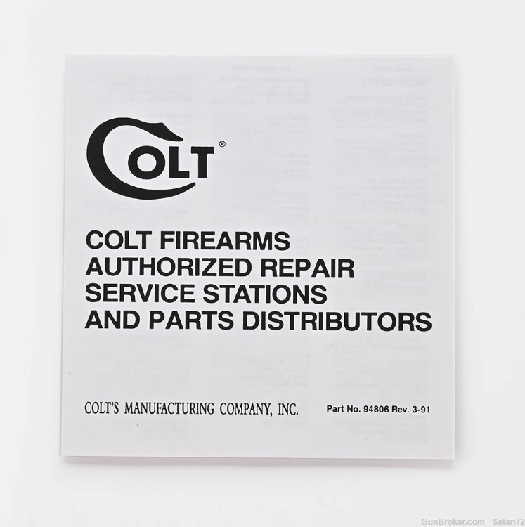 Colt Double Eagle 1995 Manual, Repair Stations List, Colt Letter, Etc.-img-3