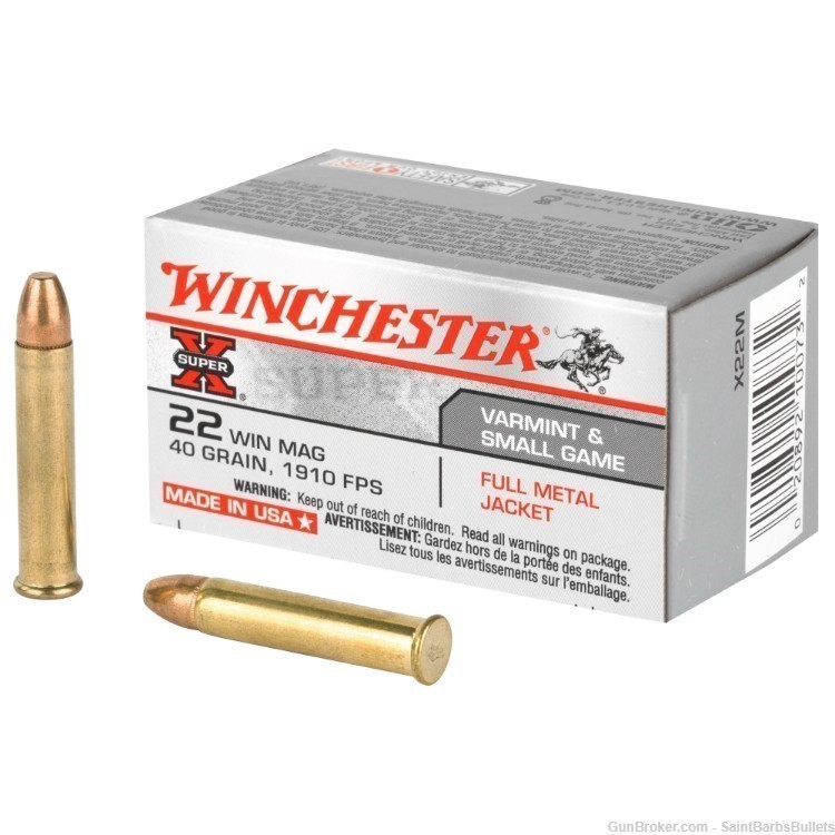 Winchester Super X .22 WMR 40 Grain FMJ - 50 Rounds-img-0