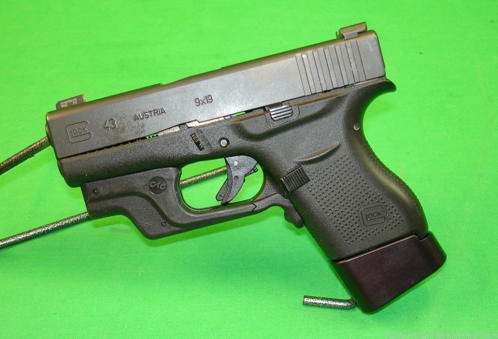 Glock 43 9mm - Crimson Trace Green - Ameriglo Sights - 95%-img-1