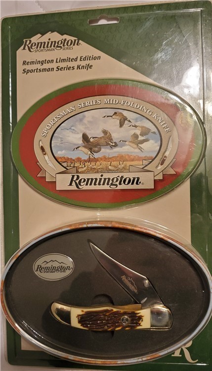 Ltd Edition Remington Folding Knife & Tin Set Sportsman Series GEESE New!-img-0