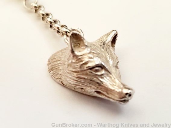 925 Sterling Silver Charivari Necklace w/Silver Fox Pendant.UNISEX.*REDUCED-img-3