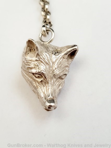 925 Sterling Silver Charivari Necklace w/Silver Fox Pendant.UNISEX.*REDUCED-img-2