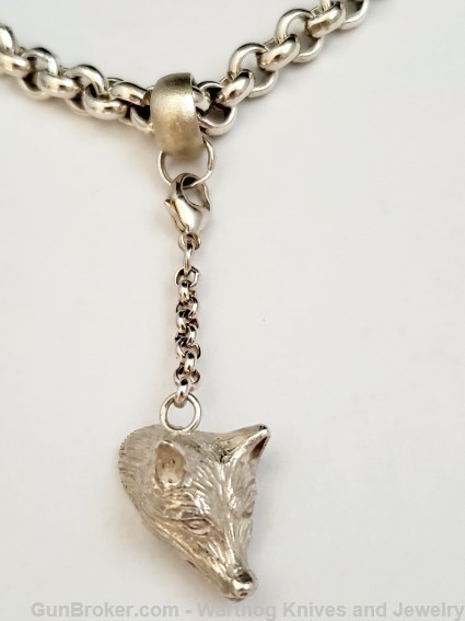925 Sterling Silver Charivari Necklace w/Silver Fox Pendant.UNISEX.*REDUCED-img-1
