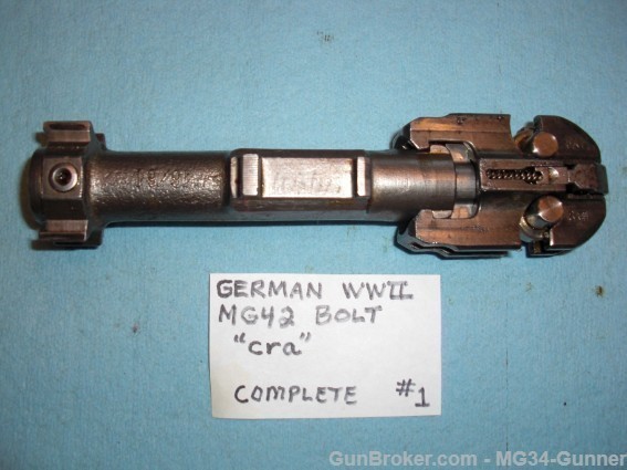 German WWII MG42 Complete Bolt "cra" Excellent -#1-img-1
