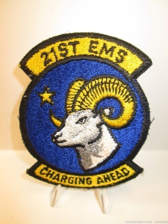 Vintage U.S.A.F. 21st. EMS EQUIPMENT MAINTENANCE SQUADRON CHARGING patch-img-0