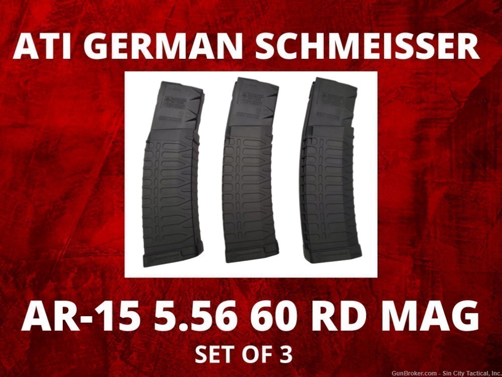 3pk ATI German Schmeisser AR15 5.56 60 Rd. Magazines-img-0