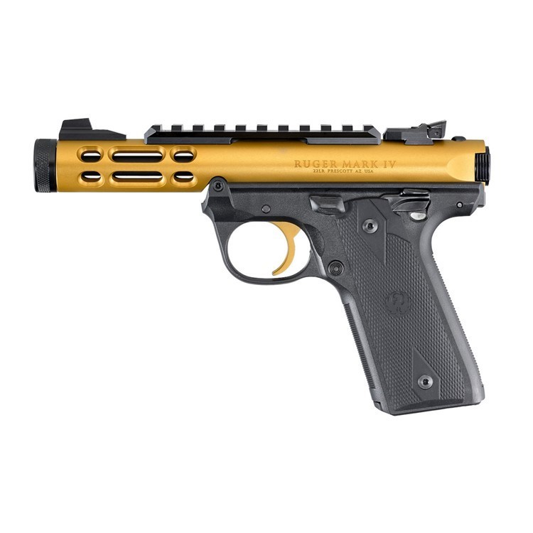 Ruger Mark IV 22/45 Lite 22LR 4.4 Gold Pistol-img-1