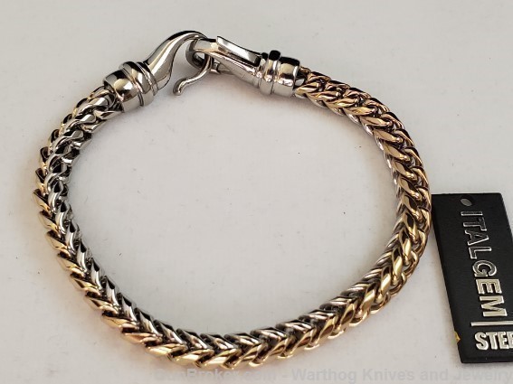 ITALGEM STEEL Mens Two Tone Steel & IP Gold Chain Bracelet.SMB152.*REDUCED*-img-0