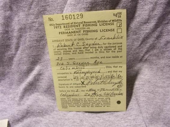1972 Ohio Resident Fishing License-img-0