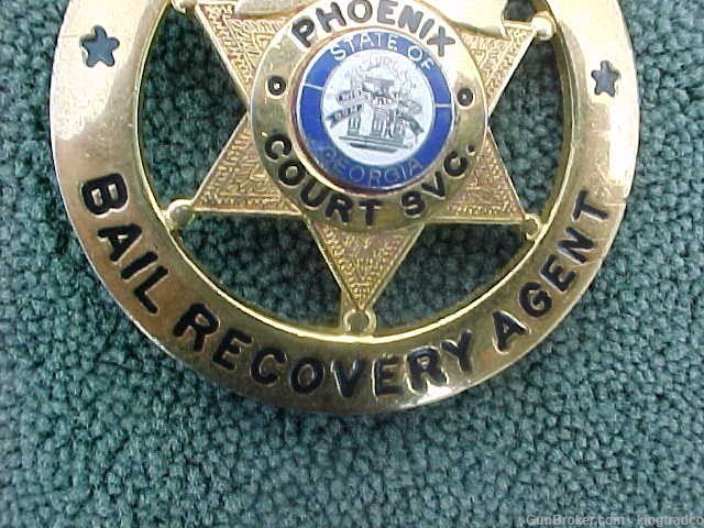 Vintage GEORGIA "BOUNTY HUNTER" Bail Recovery Agent Phoenix Court Badge-img-2