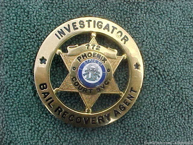Vintage GEORGIA "BOUNTY HUNTER" Bail Recovery Agent Phoenix Court Badge-img-0