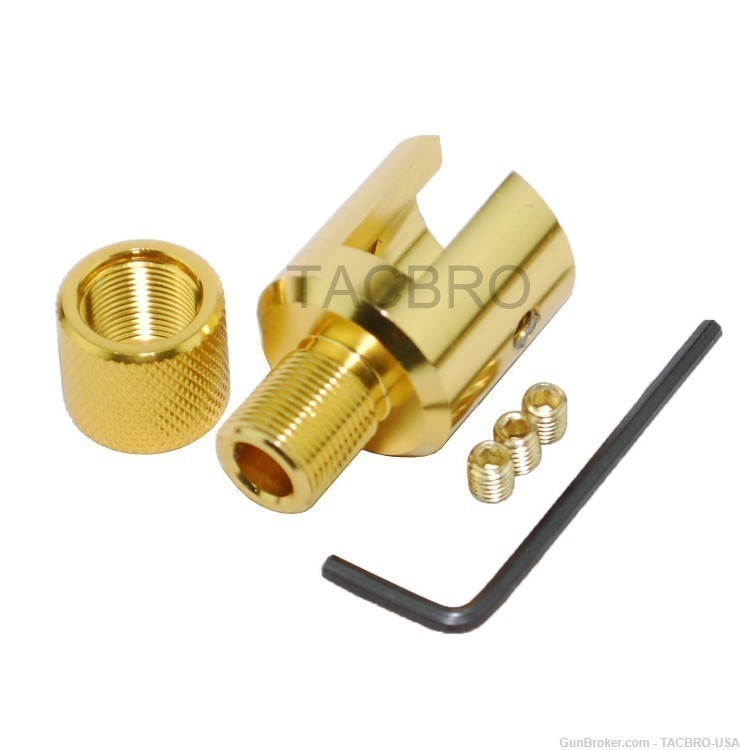 TACBRO Gold AL Ruger 10/22 Muzzle Adapter 1/2"x28 TPI + Thread Protector-img-0