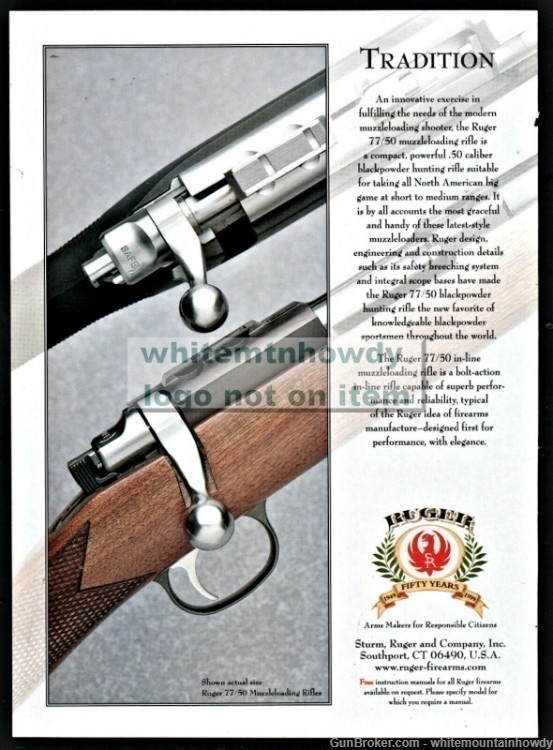 1999 RUGER 77/50 Muzzleloading Muzzleloader Rifle PRINT AD-img-0