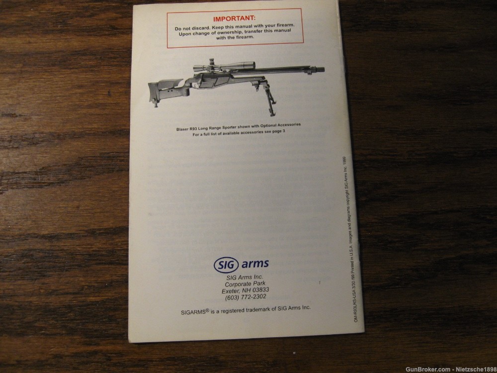 Blaser R93 Long Range Sporter or UIT rifle manual RARE, no longer available-img-1