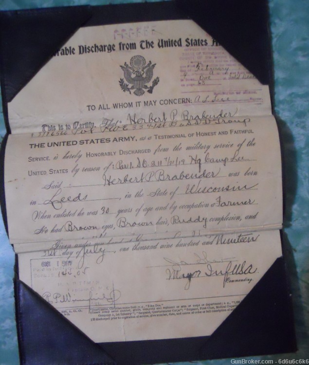 WWI HONORABLE DISCHARGE - Wisconsin - 1919-img-1