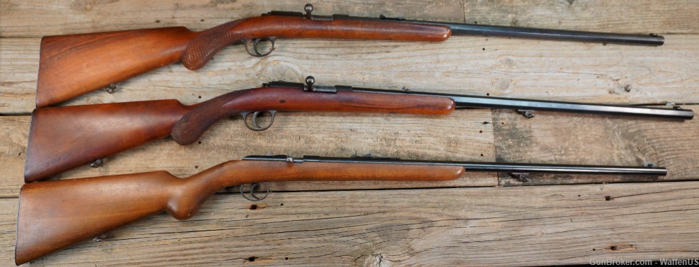 SET OF THREE Husqvarna single shot rifles 1871 Mauser .22, .25-20, .32-20 -img-0