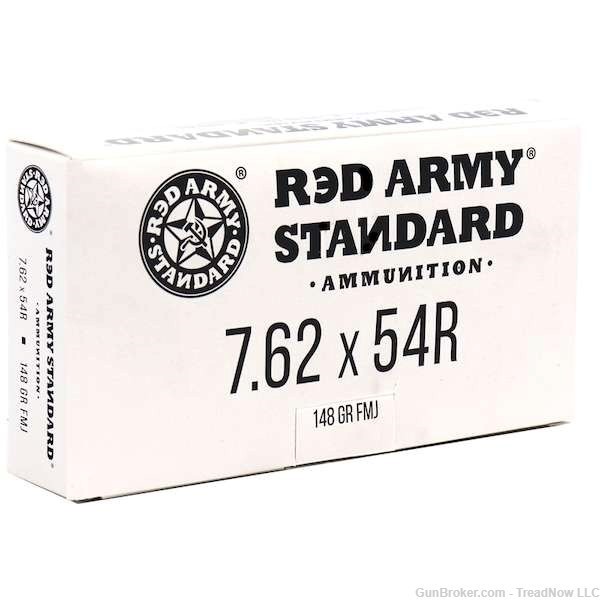 Red Army Standard 7.62x54R Ammunition 148 Grain FMJ Steel Case, 20rd box-img-0