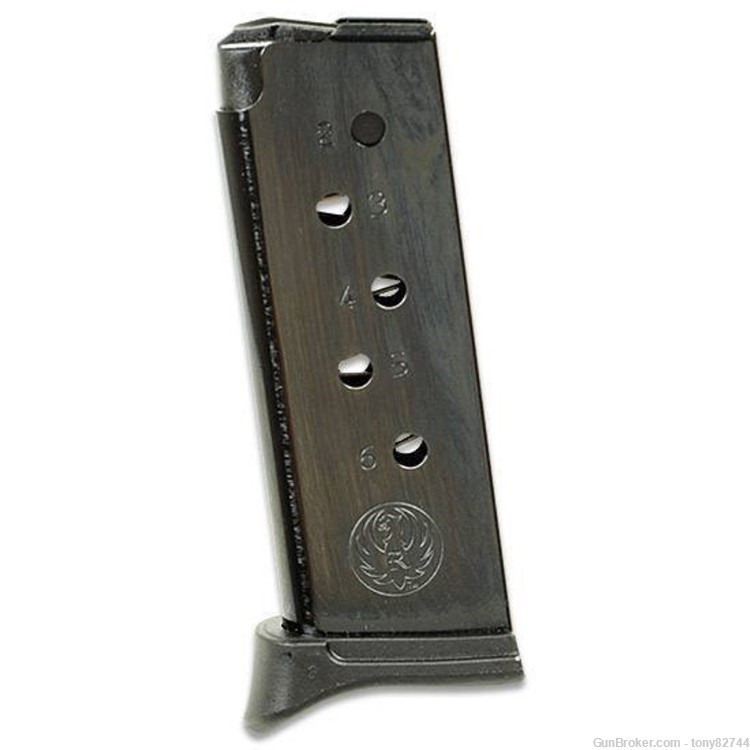 Ruger LCP 6 Round Magazine .380 ACP Extended Base Plate Blued 90333-img-0