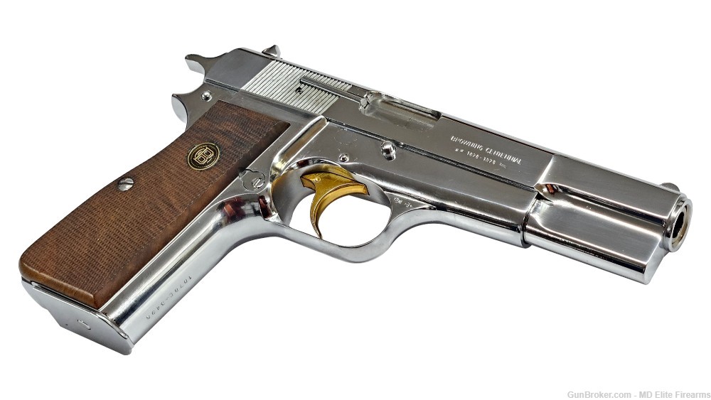 1878-1978 Centennial Belgium Browning Hi-Power 9mm 4.7" Chrome + Knives -img-4