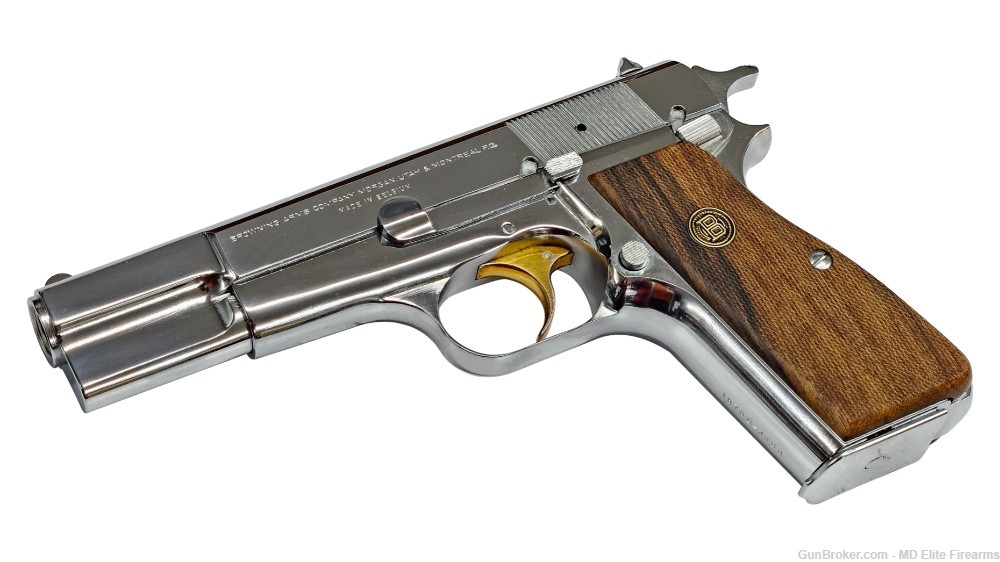 1878-1978 Centennial Belgium Browning Hi-Power 9mm 4.7" Chrome + Knives -img-2