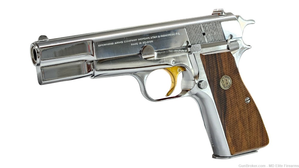 1878-1978 Centennial Belgium Browning Hi-Power 9mm 4.7" Chrome + Knives -img-5