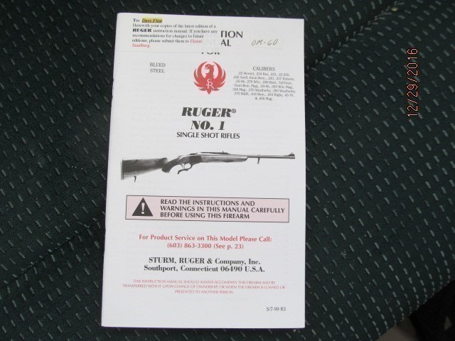 Ruger No. 1 Owner's Manual-img-0