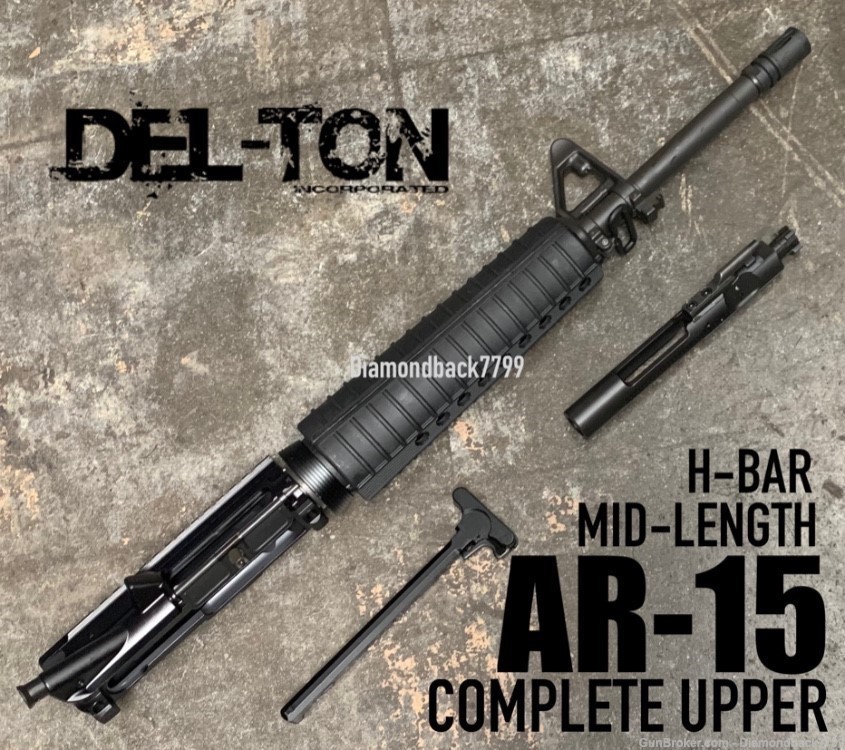DEL-TON AR-15 M4 H-BAR Mid-Length 16" 1:9 Complete Upper-img-0