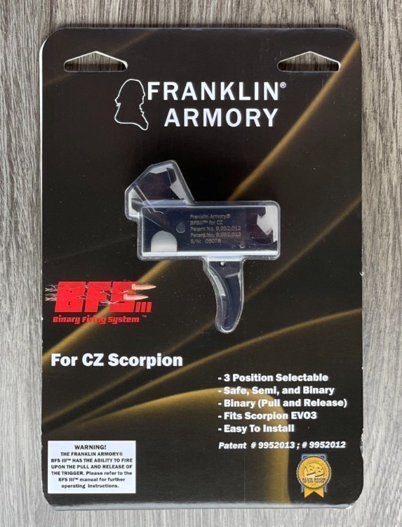 Franklin Armory BFSIII CZ-C1 Binary Firing System for CZ Scorpion Curved -img-1