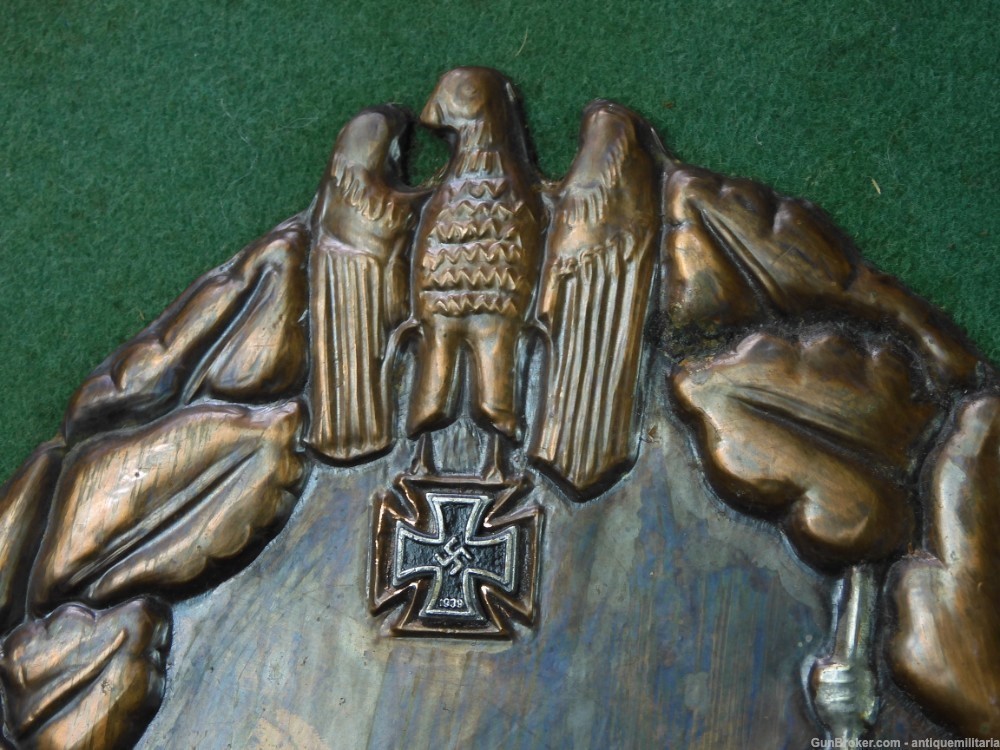 German Germany Post WW2 Large Handmade Copper Plaque Badge Military Decor-img-5