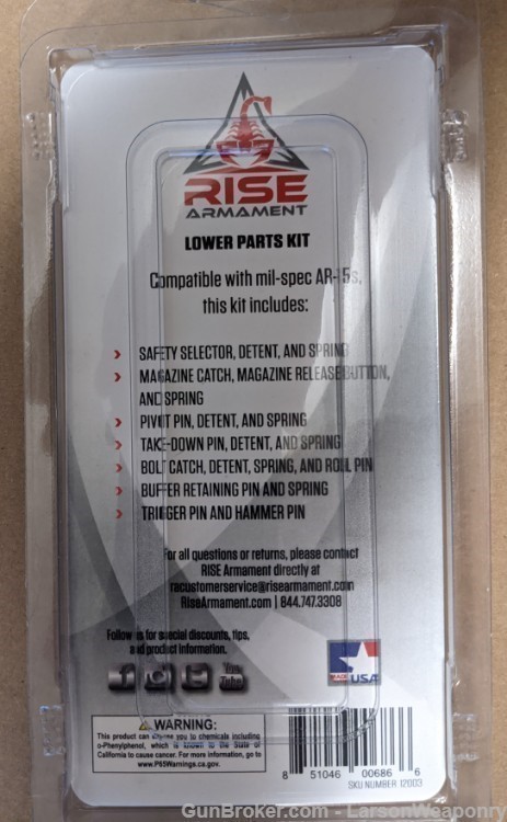 Rise Armament 20-Piece Lower Parts Kit LPK Trigger Pins-img-3