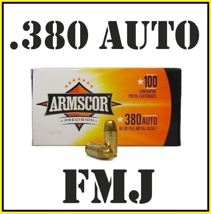 100rds Armscor .380 ACP 95gr FMJ Target 380 Auto 9x17 + FAST SHIPPING-img-0