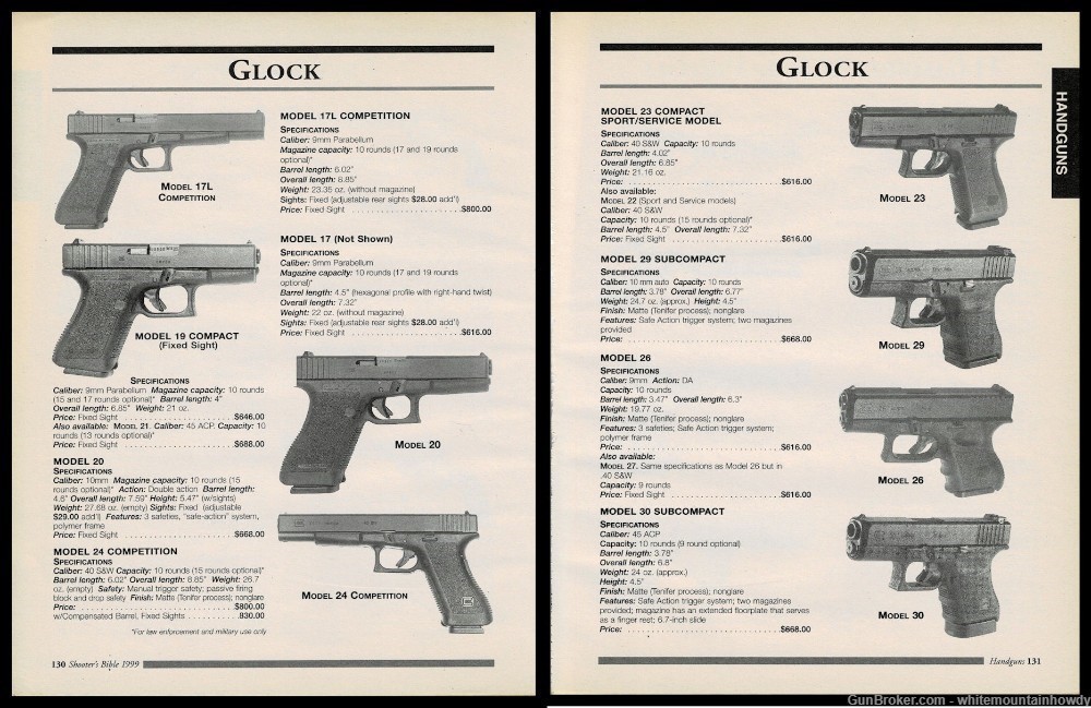1999 GLOCK Model 17L 19 20 24 23 29 26 30 Pistol 2 AD LOT-img-0