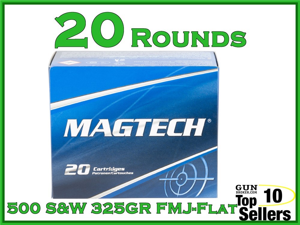 Magtech 500 S&W Mag 325 GR FMJ-FLAT 20CT 500D-img-0