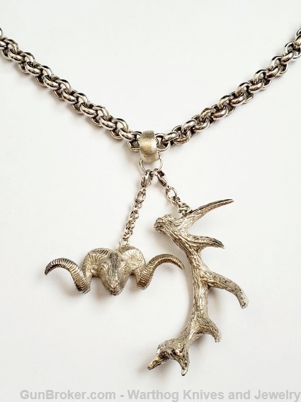 925 Sterling Silver Charivari Necklace w/2 Silver Pendants.UNISEX.*REDUCED*-img-0