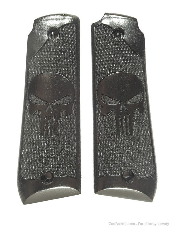 Ebony Punisher #2 Ruger Mark IV 22/45 Grips Checkered Engraved Textured-img-1