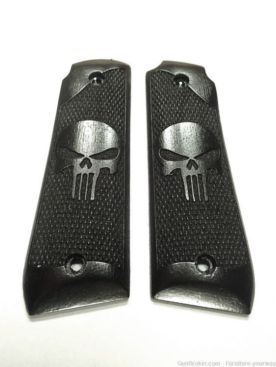 Ebony Punisher #2 Ruger Mark IV 22/45 Grips Checkered Engraved Textured-img-0
