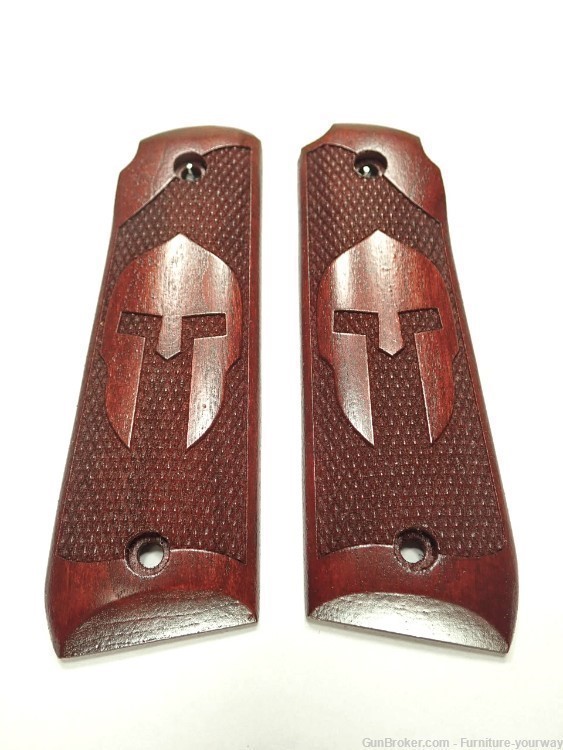 -Rosewood Spartan Ruger Mark IV 22/45 Grips Checkered Engraved Textured-img-0
