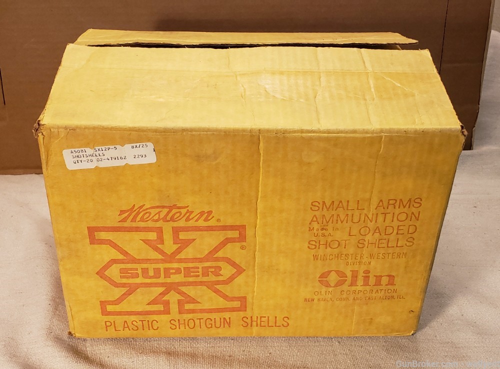 Western Super X Shotgun Shell Factory Box case Winchester Olin SX12P5 rare-img-0