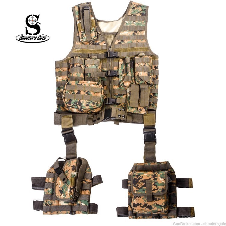 Tactical MOLLE System 10 Piece Ambidextrous Deluxe Modular Web Vest,MWD-img-0