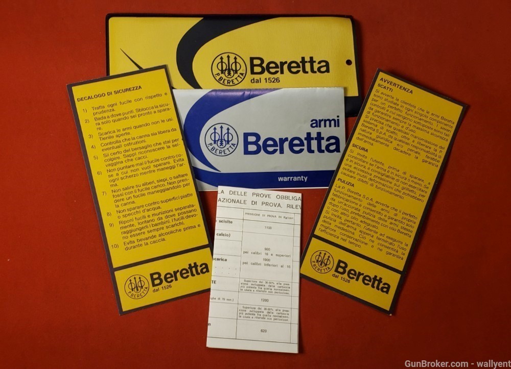 Beretta Warranty Papers 12 Ga. Shotgun packet cards-img-0